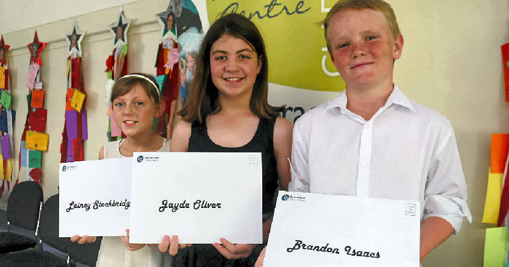 GRADUATES: Lainey Stockbridge, of Clinton State School, Jayde Oliver, of Calliope State School, and Brandon Isaacs, of Yarwun State School GRADUATES: Lainey Stockbridge, of Clinton State School, Jayde Oliver, of Calliope State School, and Brandon Isaacs, of Yarwun State School
